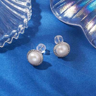 Natural Pearl Ear Studs EJEW-P286-01P-1