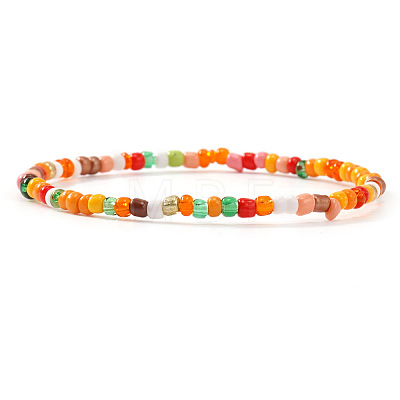 Bohemian Handmade Colorful Glass Beaded Friendship Stretch Bracelets for Men Women PI5207-2-1