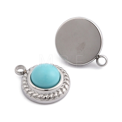 Synthetic Turquoise Half Round Charms STAS-L022-399P-07-1