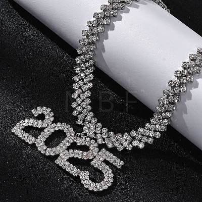 Brass Full Crystal Rhinestone 2025 Pendant Necklaces for Women NJEW-Q005-01P-1