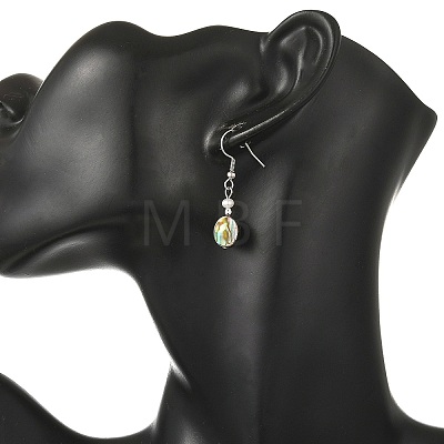 Paua Shell & Pearl Dangle Earrings EJEW-JE07289-1