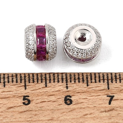 925 Sterling Silver Pave Deep Pink Cubic Zirconia Beads SE-CBAF1B2-12B-P-1