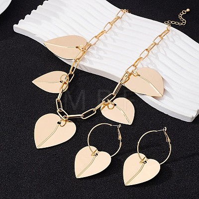 Alloy Heart Charm Necklaces & Hoop Earring Sets for Women WG0FBAA-01-1