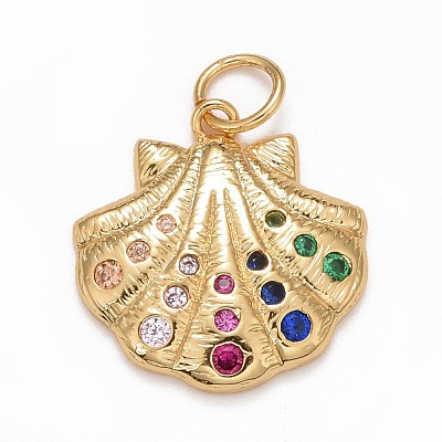 Rack Plating Brass Micro Pave Colorful Cubic Zirconia Pendants KK-M229-13G-1