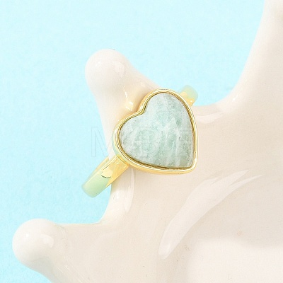 Natural Amazonite Finger Rings with Brass Findings G-H353-03G-03-1