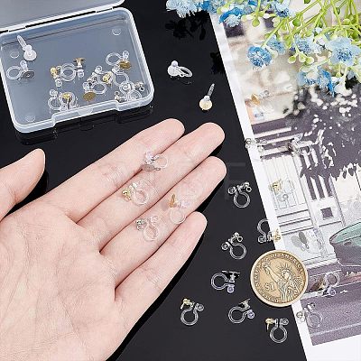 Unicraftale 32Pcs 4 Style 304 Stainless Steel & Plastic Clip-on Earring Findings STAS-UN0037-98-1