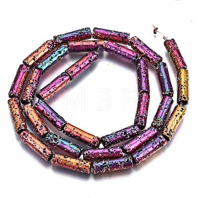 Electroplated Natural Lava Rock Beads Strands G-T114-76-1