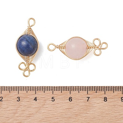 7Pcs 7 Colors Natural Mixed Gemstone Herringbone Wire-Wrapped Pendants PALLOY-JF05188-1