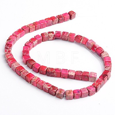 Dyed Natural Imperial Jasper Cube Beads Strands G-M273-02-6mm-1