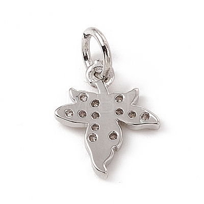 Brass Micro Pave Clear Cubic Zirconia Maple Leaf Charms ZIRC-F132-44P-1