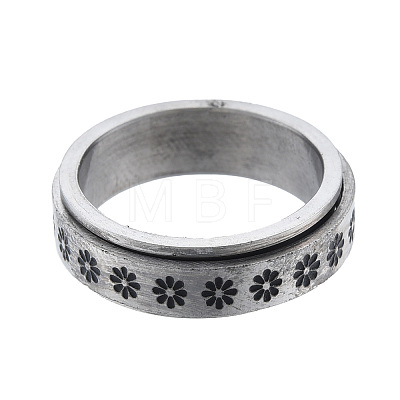 Non-Tarnish 201 Stainless Steel Flower Rotating Ring RJEW-N043-26-1