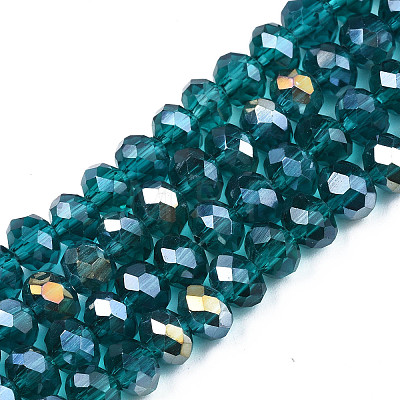 Electroplate Glass Beads Strands X-EGLA-A034-T6mm-B25-1