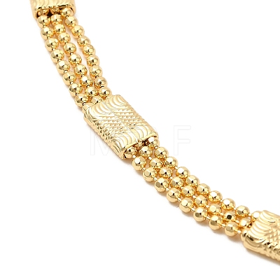 Rack Plating Brass Rectangle Link Chain Necklace with Ball Chains for Women NJEW-F311-01G-1