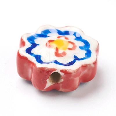 Handmade Porcelain Flower Beads Strands PORC-G006-14D-1