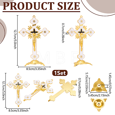 Religion Alloy Enamel Crucifix Cross Statue Display Decorations DJEW-WH0043-105D-1