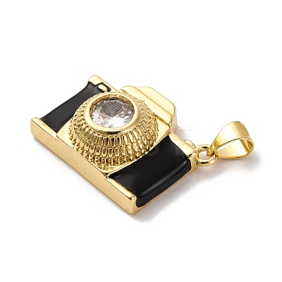 Brass Micro Pave Cubic Zirconia & Enamel Pendants KK-Q098-36G-A-1