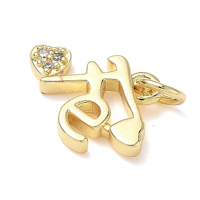 Brass Micro Pave Clear Cubic Zirconia Charms KK-L253-22G-01-1