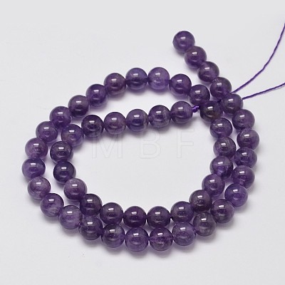 Natural Amethyst Round Bead Strands G-M304-18-8mm-1