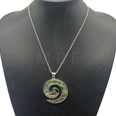 Alloy Pave Natural Colorful Abalone Shell Pendant Vintage Statement Necklaces HC0064-3-1