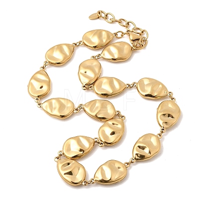 316L Surgical Stainless Steel Textured Flat Teardrop Link Chain Necklaces NJEW-D297-03G-1