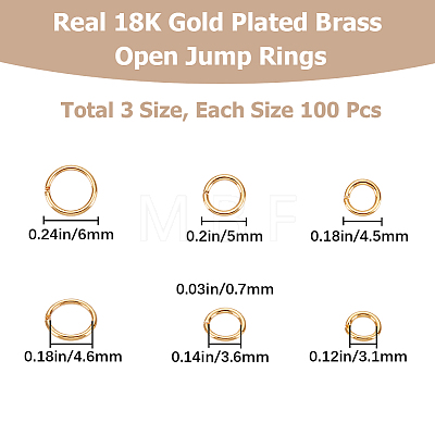 300Pcs 3 Styles Brass Open Jump Rings KK-BBC0008-74-1