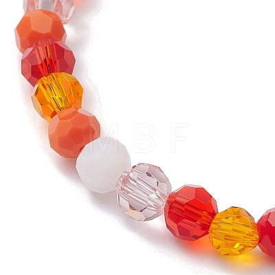 Glass Faceted Round Beaded Stretch Bracelets BJEW-JB10057-04-1