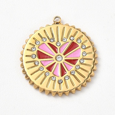304 Stainless Steel Rhinestone Pendants STAS-P453-16G-02-1
