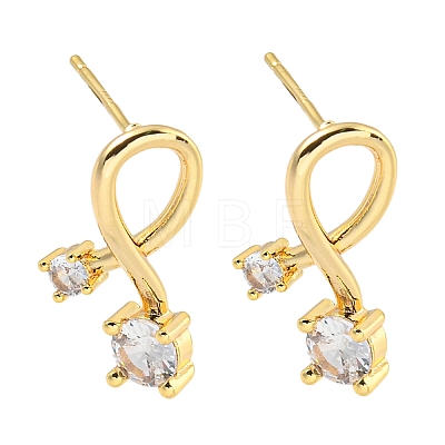 Brass Micro Pave Clear Cubic Zirconia Earring EJEW-U009-01G-1