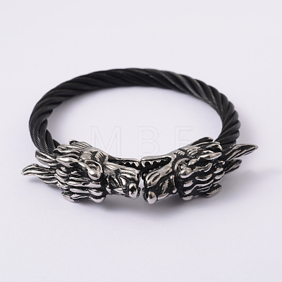 Retro Dragon 304 Stainless Steel Bangles BJEW-F210-22-1