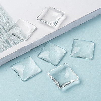 Clear Square Transparent Glass Cabochons X-GGLA-S013-25x25mm-1-1