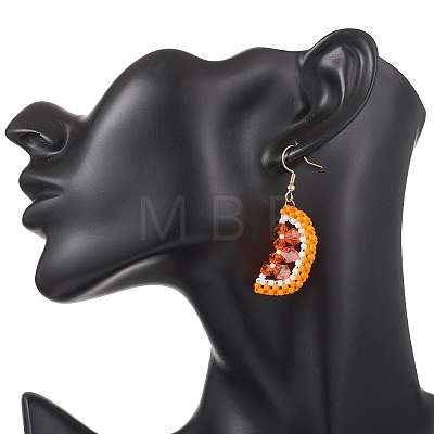 304 Stainless Steel Orange Dangle Earrings EJEW-MZ00653-1