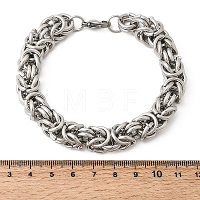 201 Stainless Steel Byzantine Chains Chain Bracelets for Women Men STAS-T077-18P-1