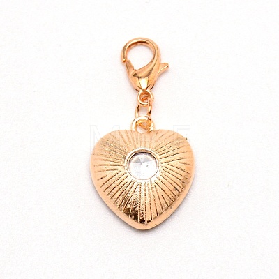 Heart Glass Pendant Decorations HJEW-WH0036-19B-1