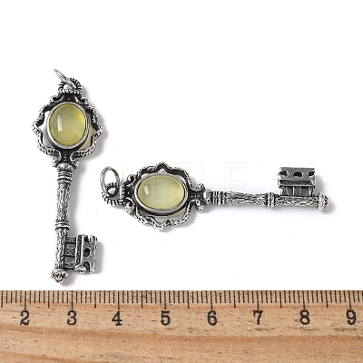 Key Brass Gemstone Big Pendants KK-D361-01AS-1