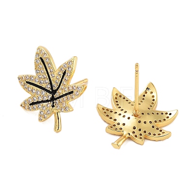 Rack Plating Leaf Brass Stud Earrings EJEW-N055-36G-RS-1