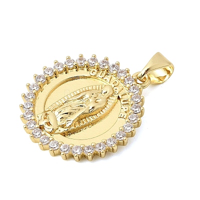 Brass Micro Pave Clear Cubic Zirconia Pendants KK-Z150-22G-05-1