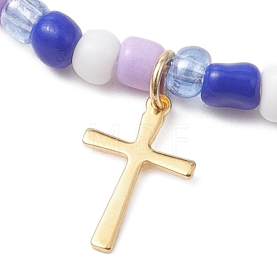 304 Stainless Steel Tiny Cross Charms Bracelets BJEW-JB13462-1