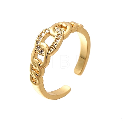 Rack Plating Brass Micro Pave Cubic Zirconia Cuff Finger Rings for Women RJEW-C117-01A-G-1