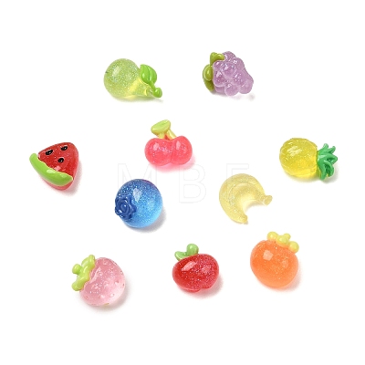 Transparent Glitter Resin Cabochons CRES-I050-05-1