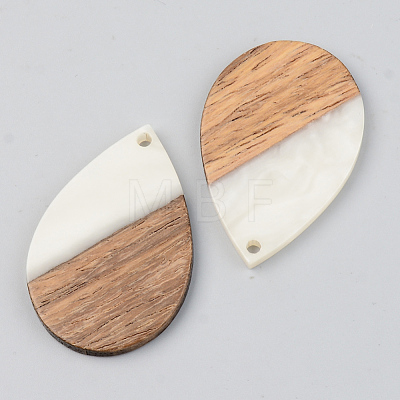 Opaque Resin & Walnut Wood Pendants X-RESI-S389-037A-C04-1