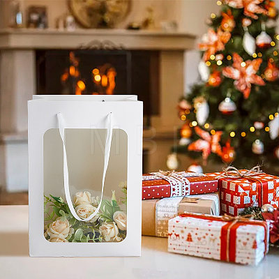 Rectangle Paper Storage Bags with Handle ABAG-WH0046-26B-01-1