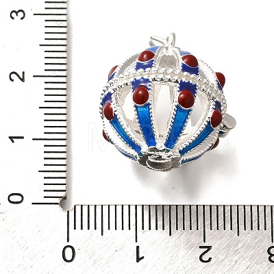 Rack Plating Brass Enamel Bead Cage Pendants KK-M313-11S-03-1