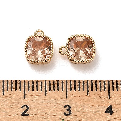 Brass Micro Pave Clear Cubic Zirconia Charms KK-B110-01G-06-1