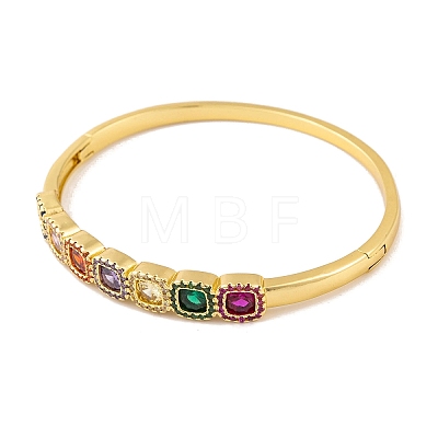 Brass Pave Colorful Cubic Zirconia Hinged Bangles for Women BJEW-S147-33G-A-1