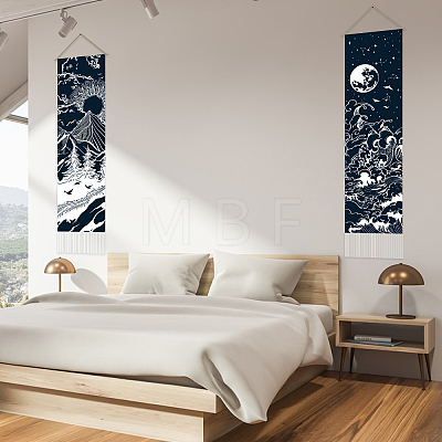 Moon & Sun Pattern Polyester Decorative Wall Tapestrys AJEW-WH0399-020-1
