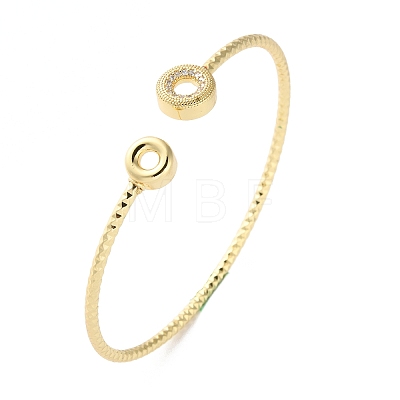 Clear Cubic Zirconia Open Cuff Bangle BJEW-G737-01G-02-1