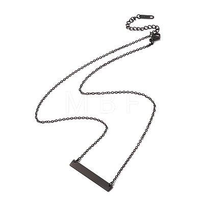 304 Stainless Steel Rectangle Pendant Necklace for Men Women NJEW-P262-13-1