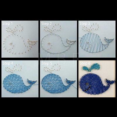 Whale Pattern DIY String Arts Kit Set DIY-F070-03-1