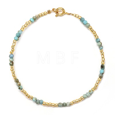 Synthetic Turquoise & Glass Seed Bead Beaded Bracelets for Women GO0506-6-1