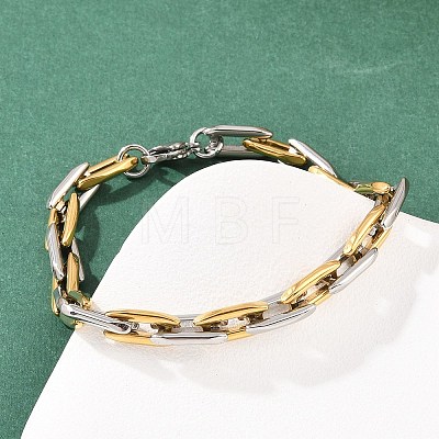 304 Stainless Steel Oval Link Chain Bracelets for Men Women BJEW-G766-06-1